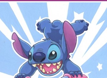 Stitch sketch card painting by Kevin Graham